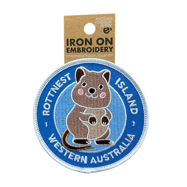 Quokka Blue Circle Embroidery Iron on Patch