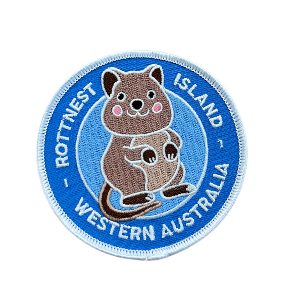 Quokka Blue Circle Embroidery Iron on Patch