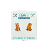 Rottnest Brown Quokka Studs with Heart