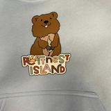 Rottnest Island pastel quokka kids hoodie faded blue