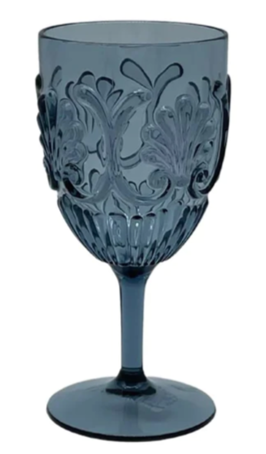 Acrylic Wine Glass Scollop BLUE